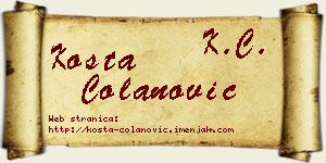 Kosta Čolanović vizit kartica